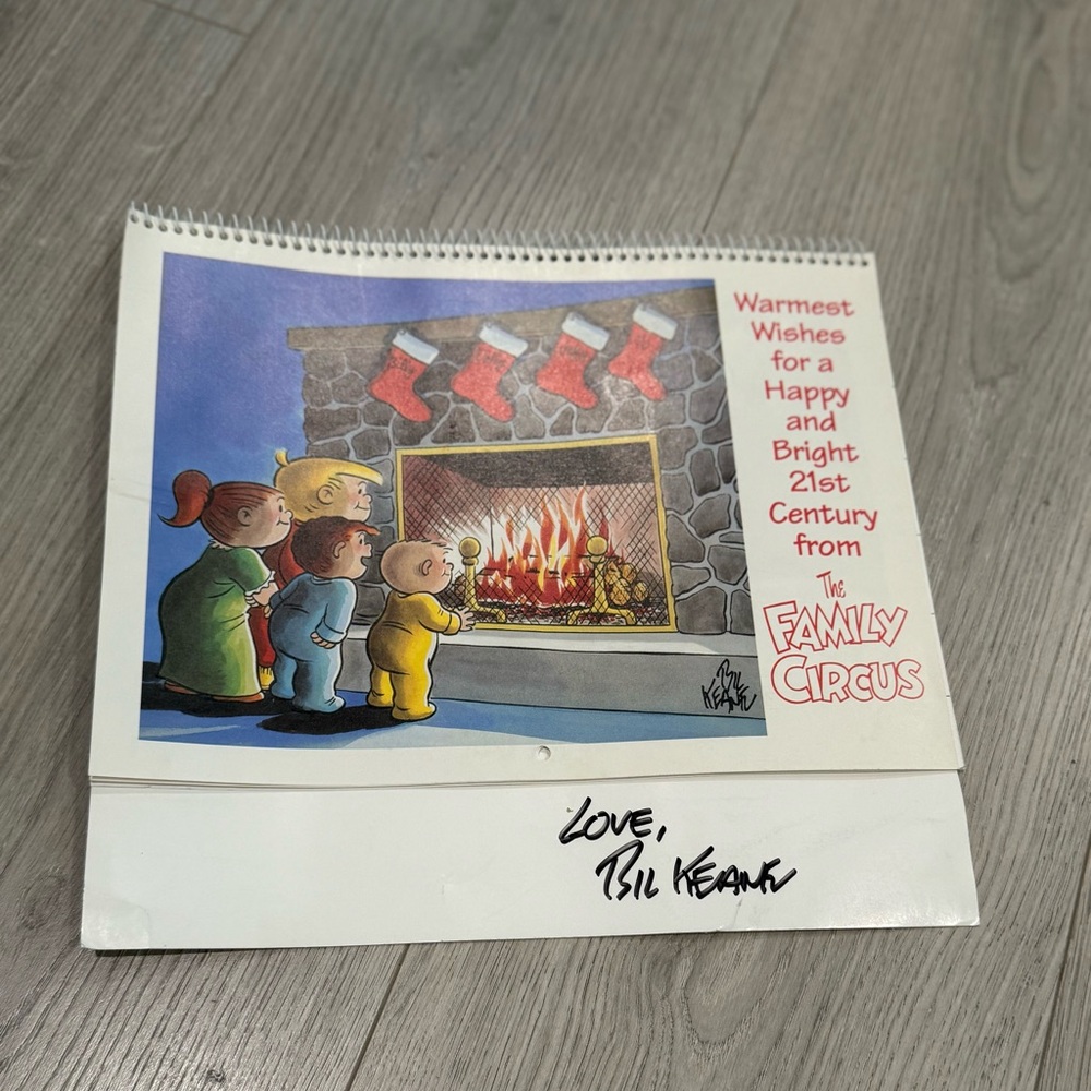 Autographed The Family Circus December 2000 - December 2001 Calendar ~ Bil Keane